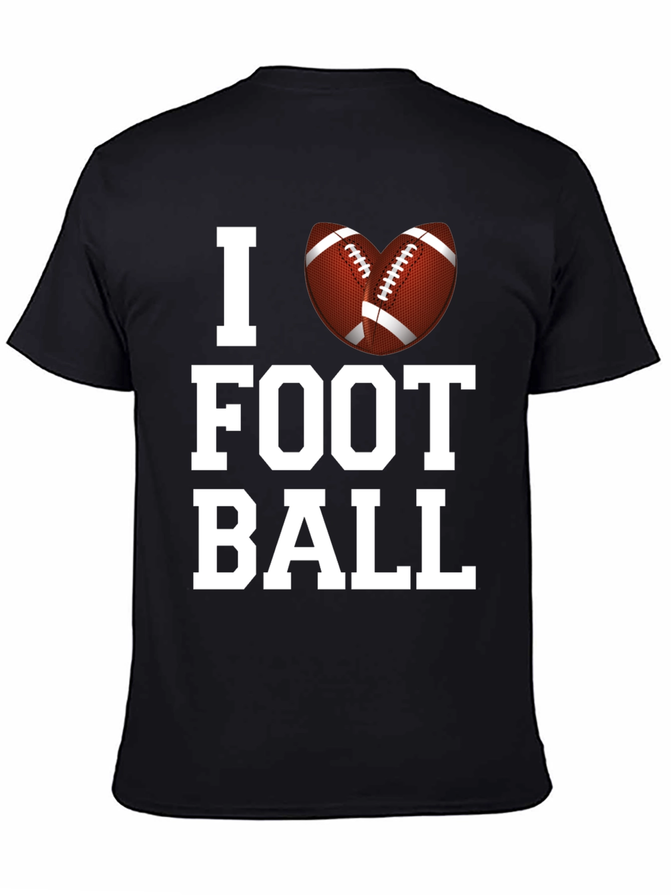 I Love Football Graphic Tee - Black Cotton T-Shirt
