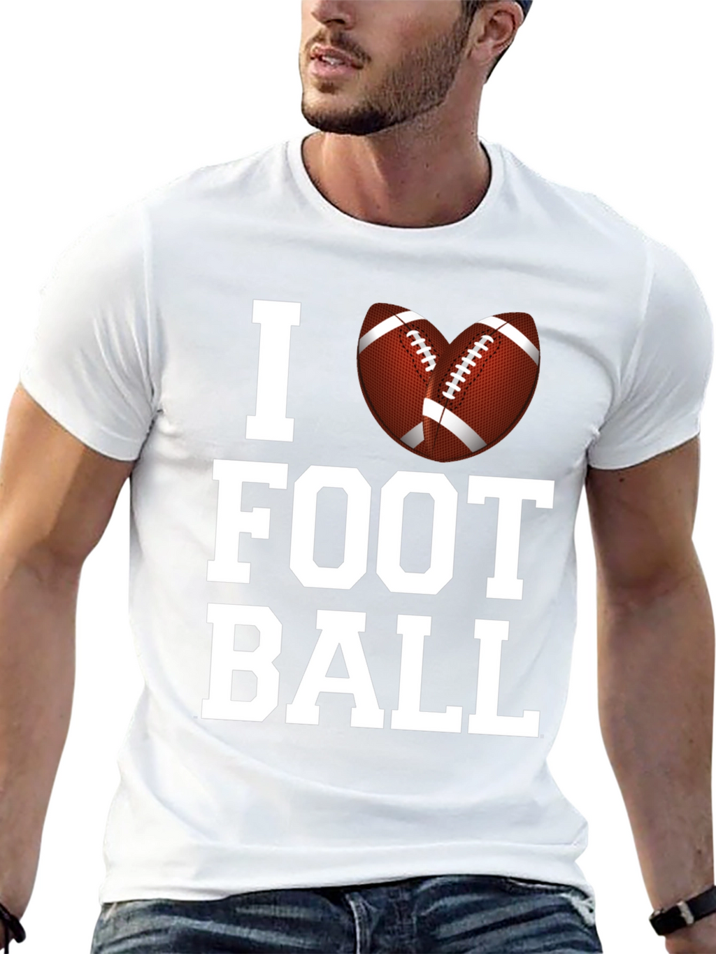 I Love Football Graphic Tee - Black Cotton T-Shirt