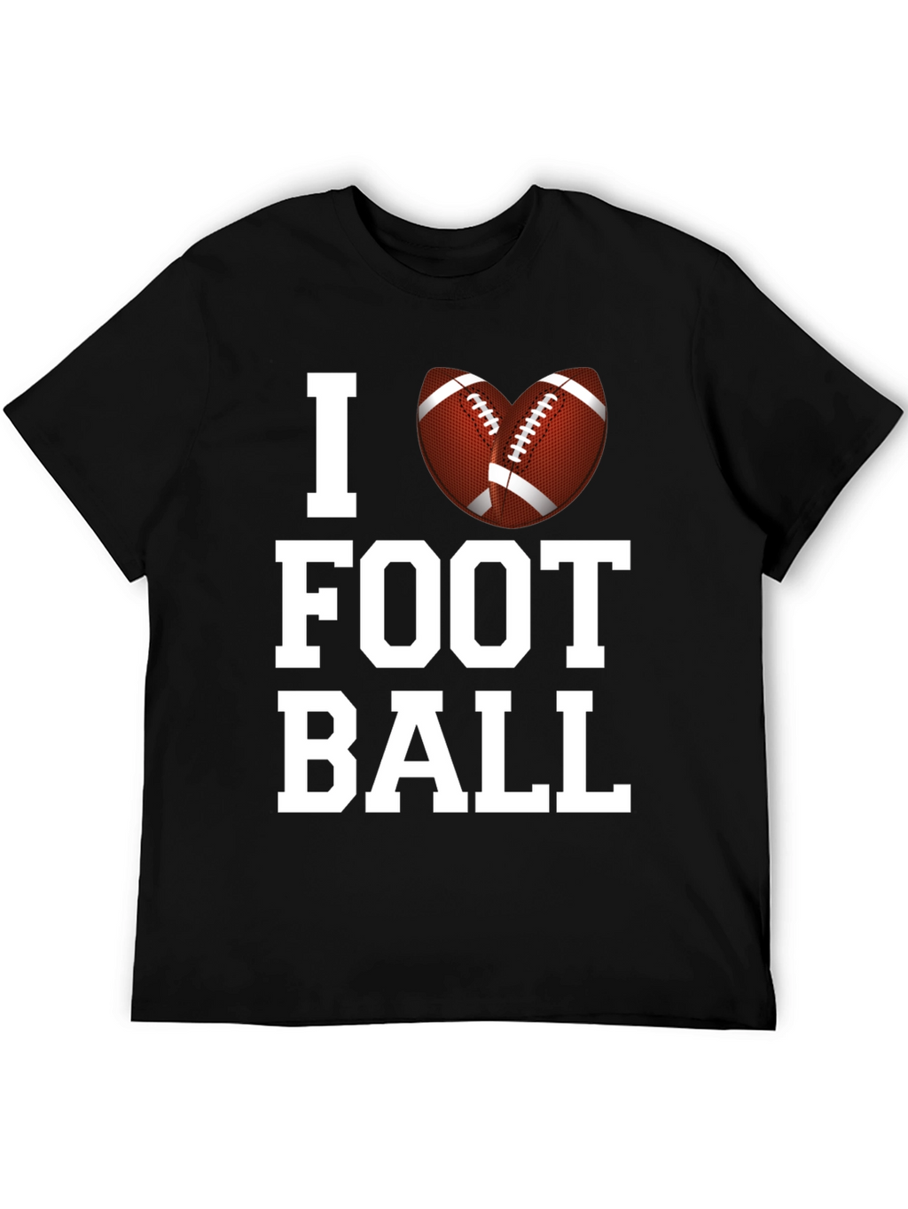 I Love Football Graphic Tee - Black Cotton T-Shirt
