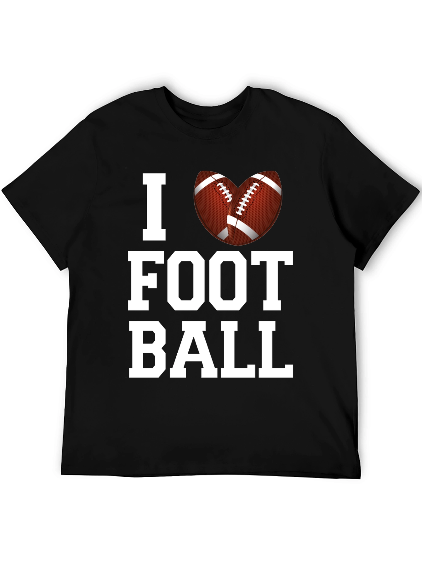 I Love Football Graphic Tee - Black Cotton T-Shirt