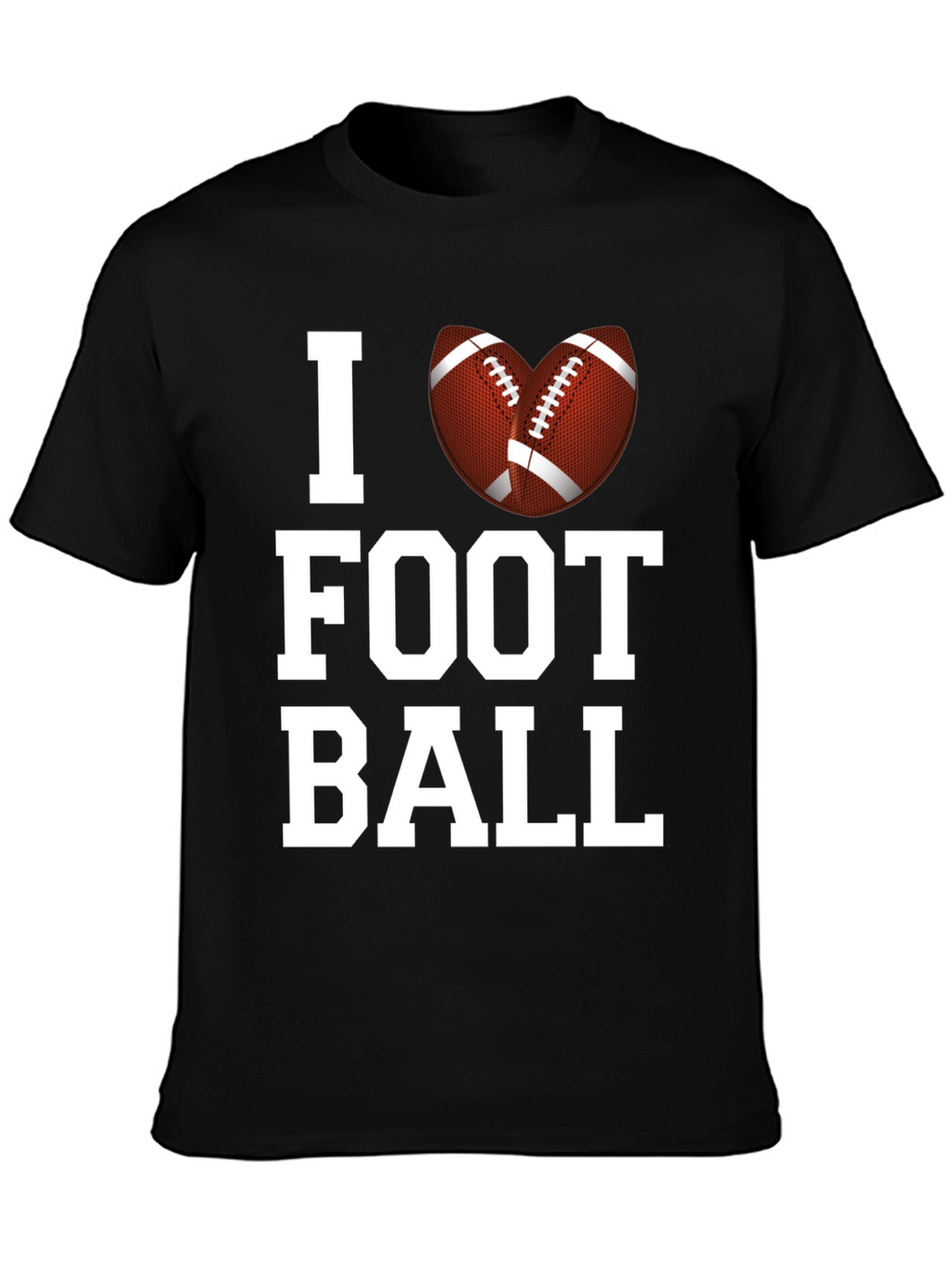 I Love Football Graphic Tee - Black Cotton T-Shirt