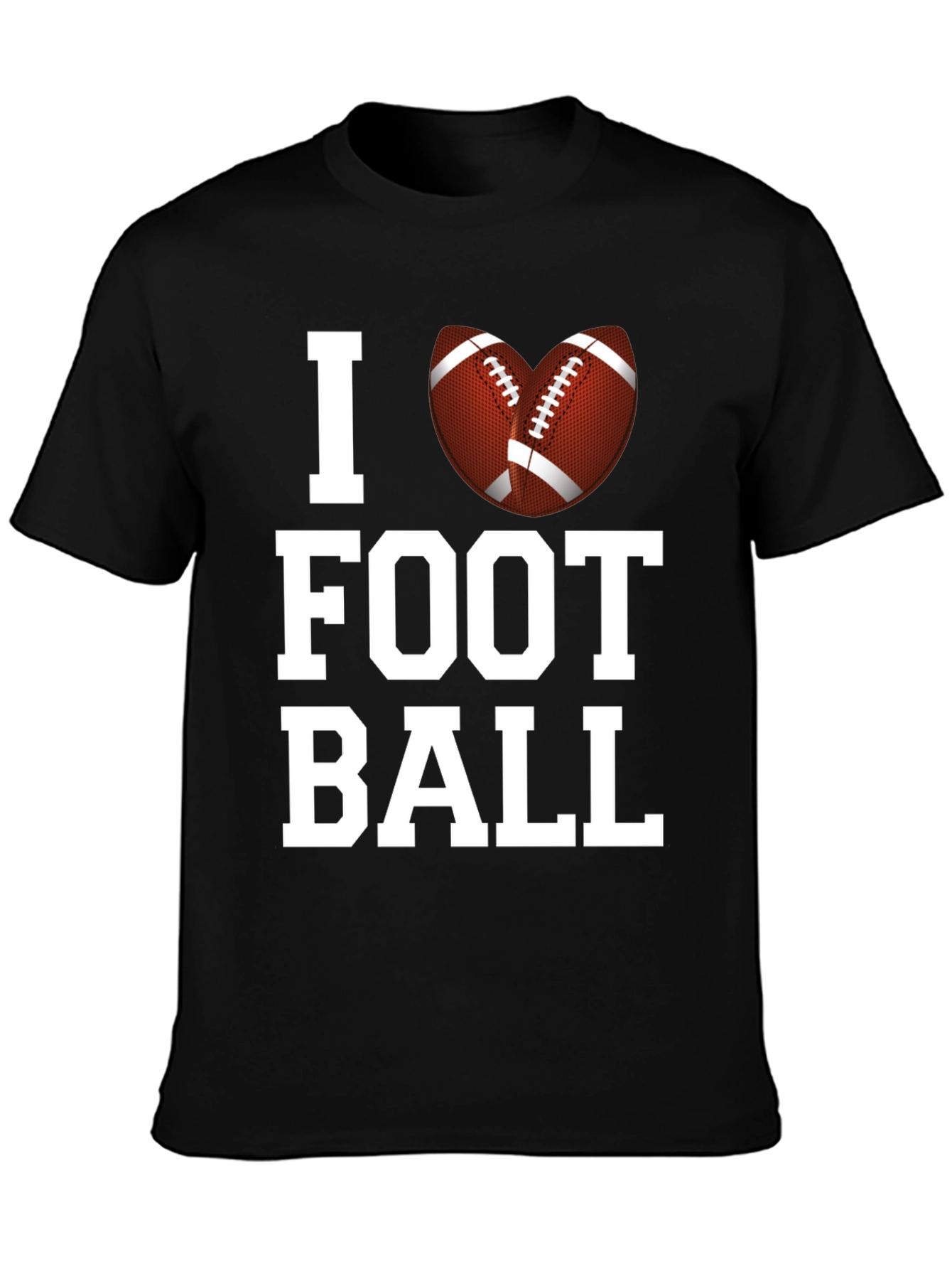 I Love Football Graphic Tee - Black Cotton T-Shirt