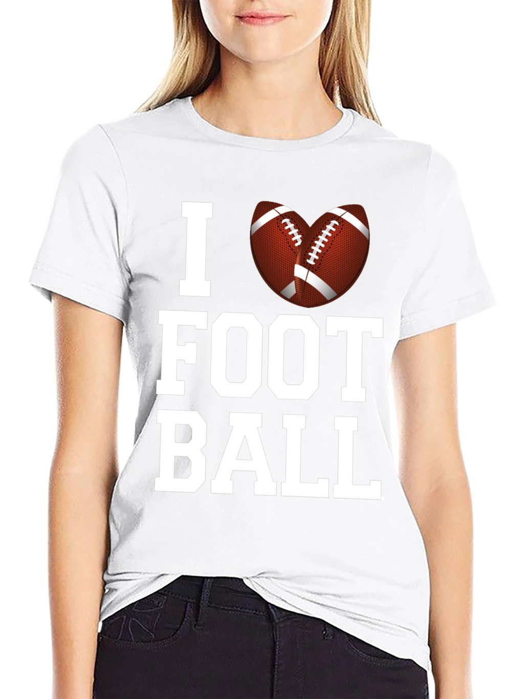 I Love Football Graphic Tee - Black Cotton T-Shirt