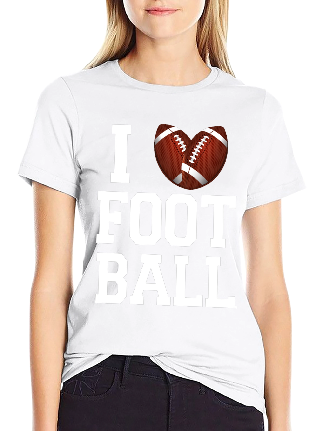 I Love Football Graphic Tee - Black Cotton T-Shirt