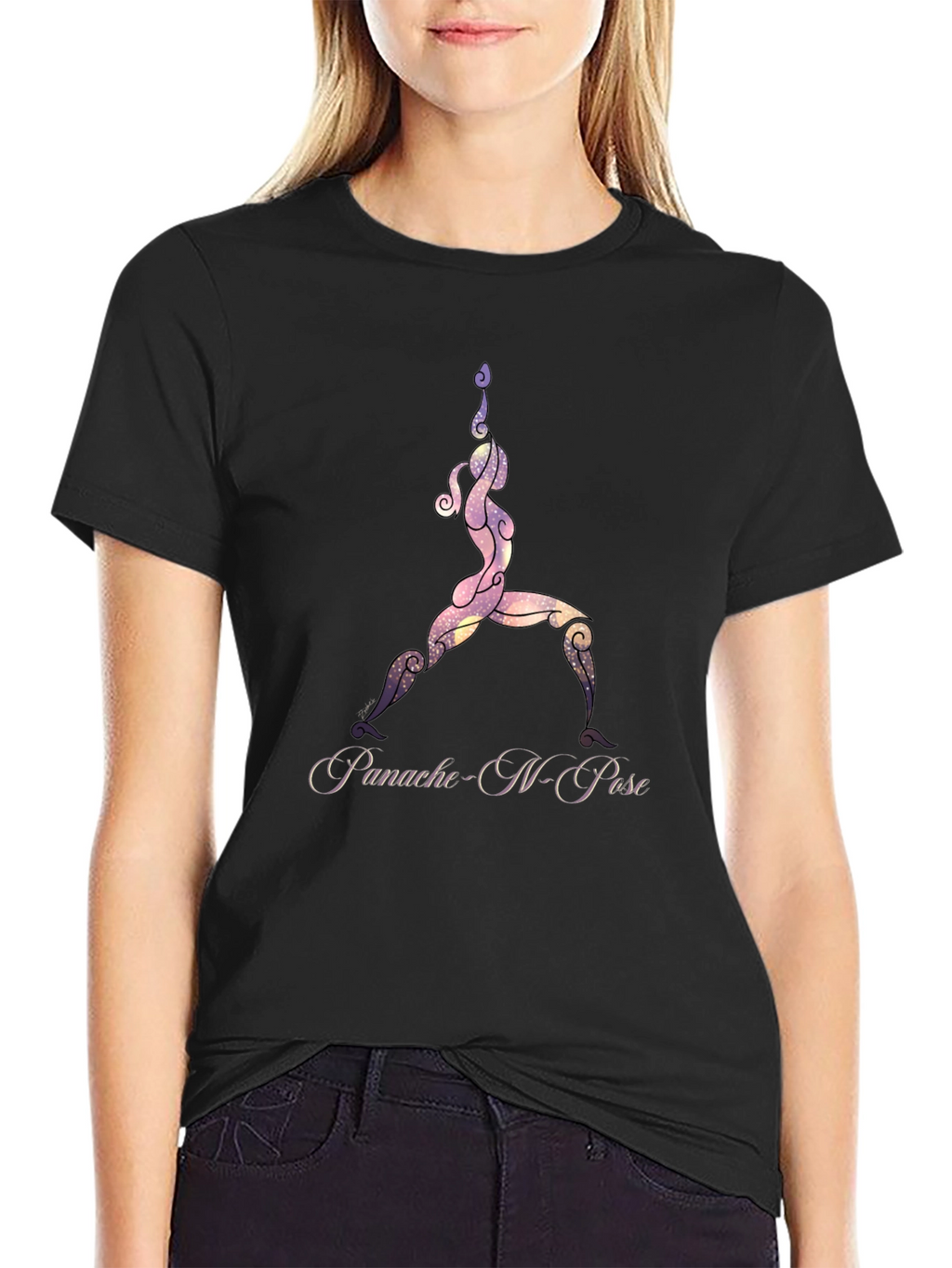 Yoga Pose Graphic Black T-Shirt