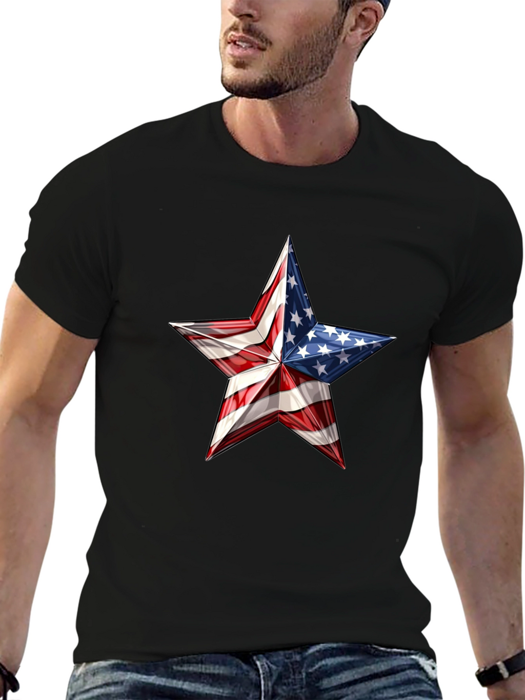 Patriotic Star Graphic Tee - USA Pride