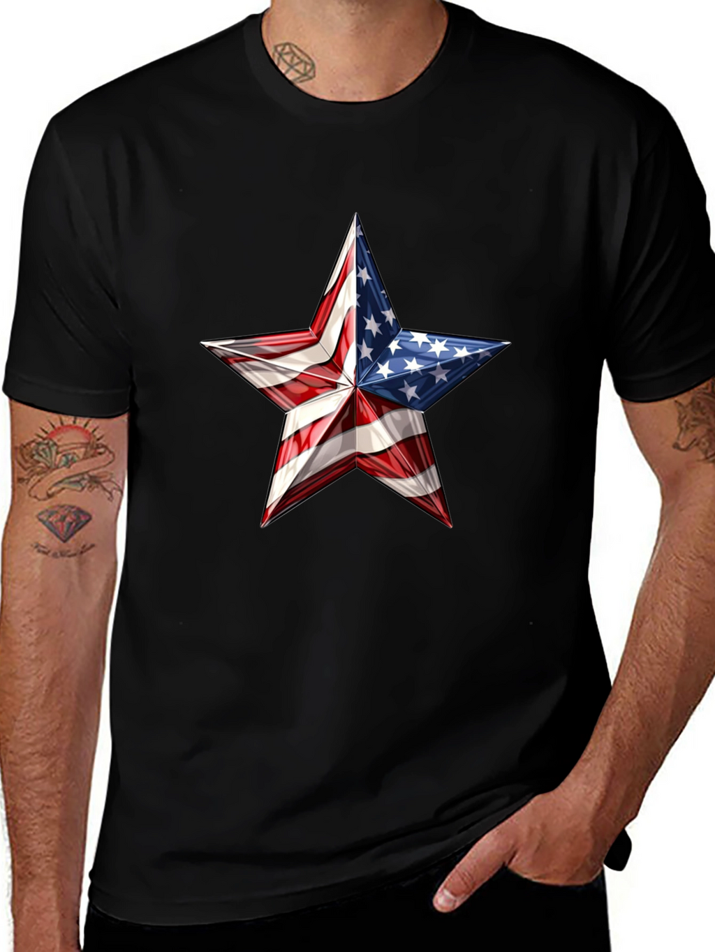 Patriotic Star Graphic Tee - USA Pride