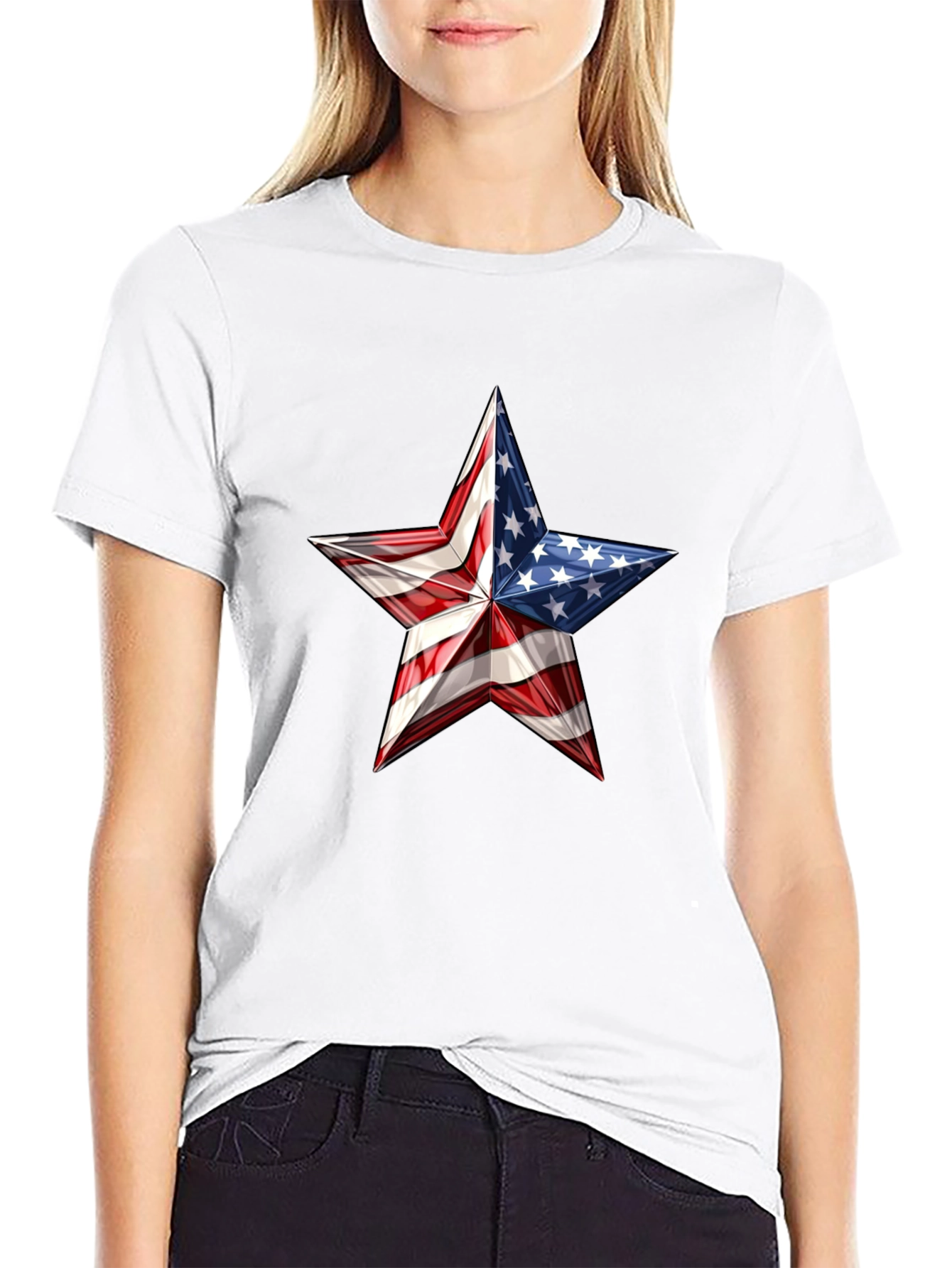 Patriotic Star Graphic Tee - USA Pride