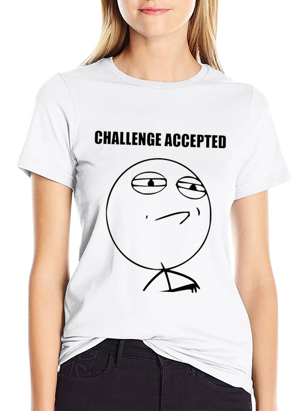 Challenge Accepted Meme Graphic Black T-Shirt