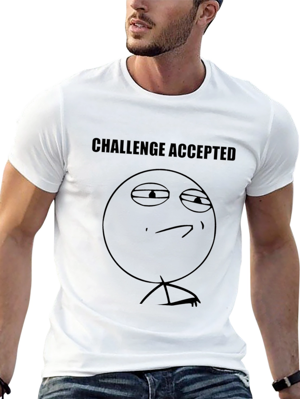 Challenge Accepted Meme Graphic Black T-Shirt