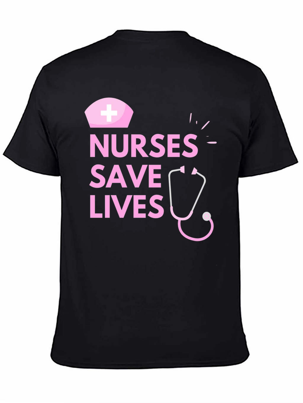 Nurses Save Lives Pink Graphic Black T-Shirt