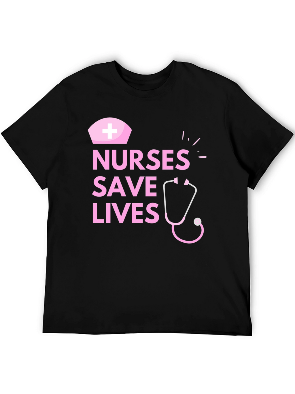 Nurses Save Lives Pink Graphic Black T-Shirt