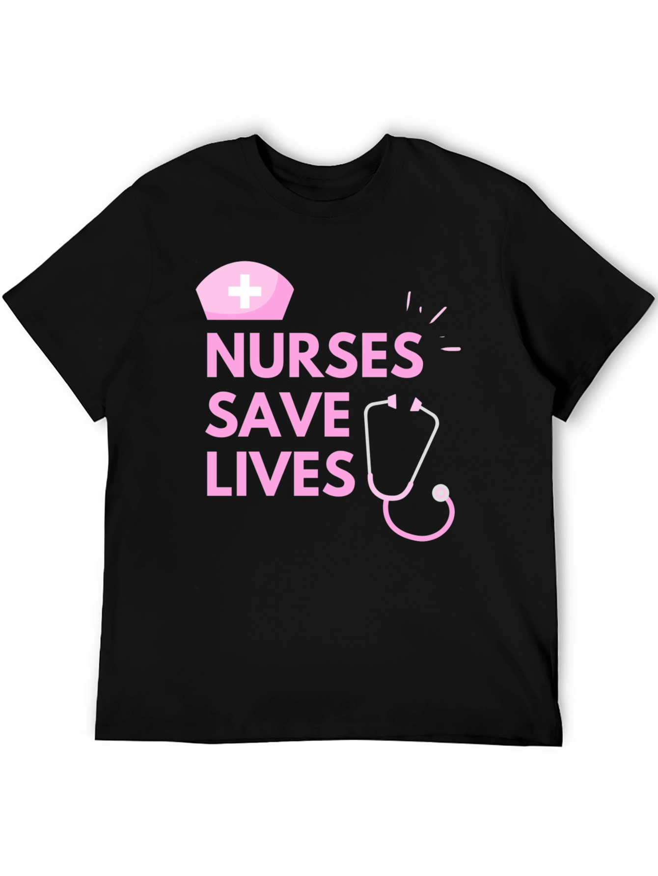 Nurses Save Lives Pink Graphic Black T-Shirt