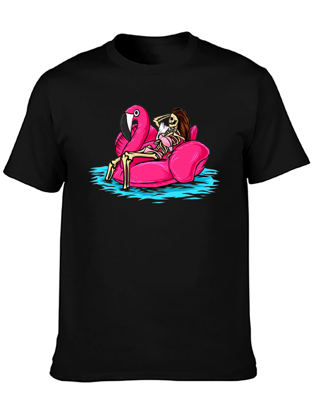 Skeleton Flamingo Pool Float T-Shirt