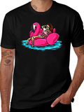 Skeleton Flamingo Pool Float T-Shirt