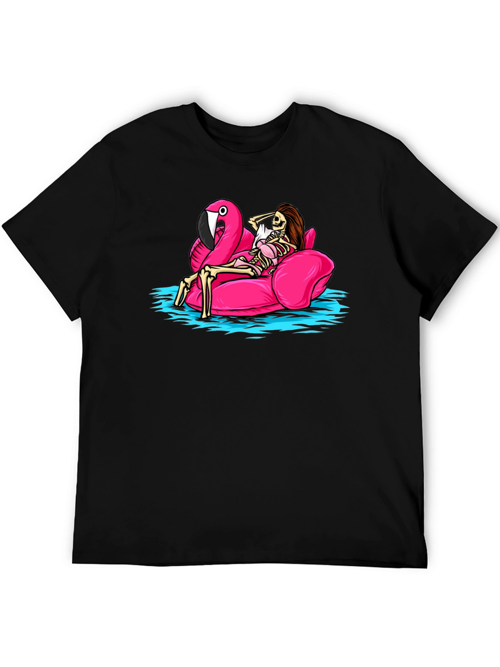 Skeleton Flamingo Pool Float T-Shirt