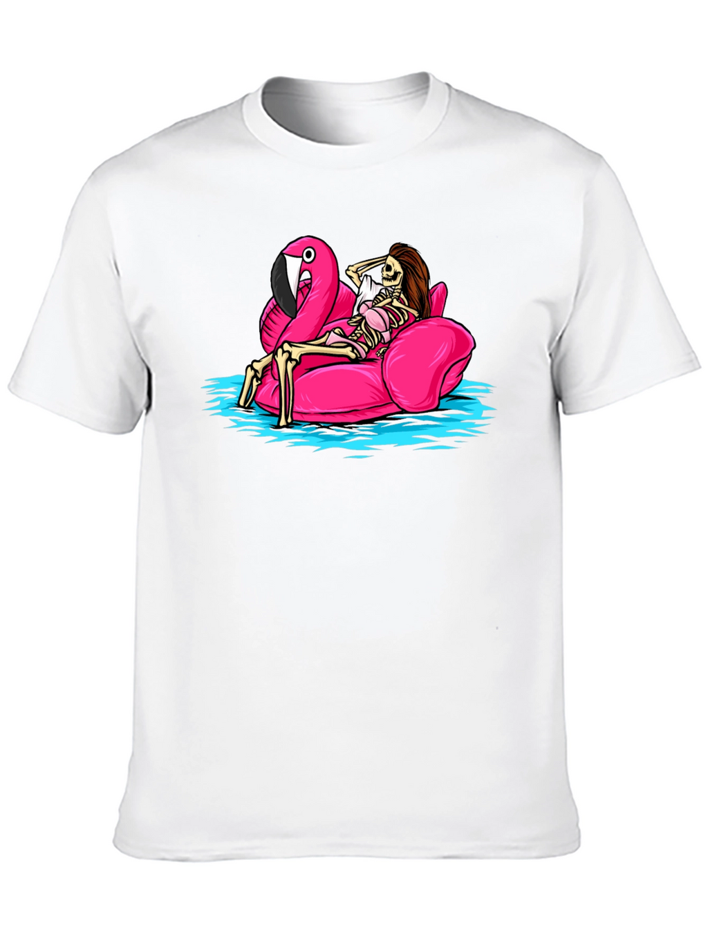 Skeleton Flamingo Pool Float T-Shirt