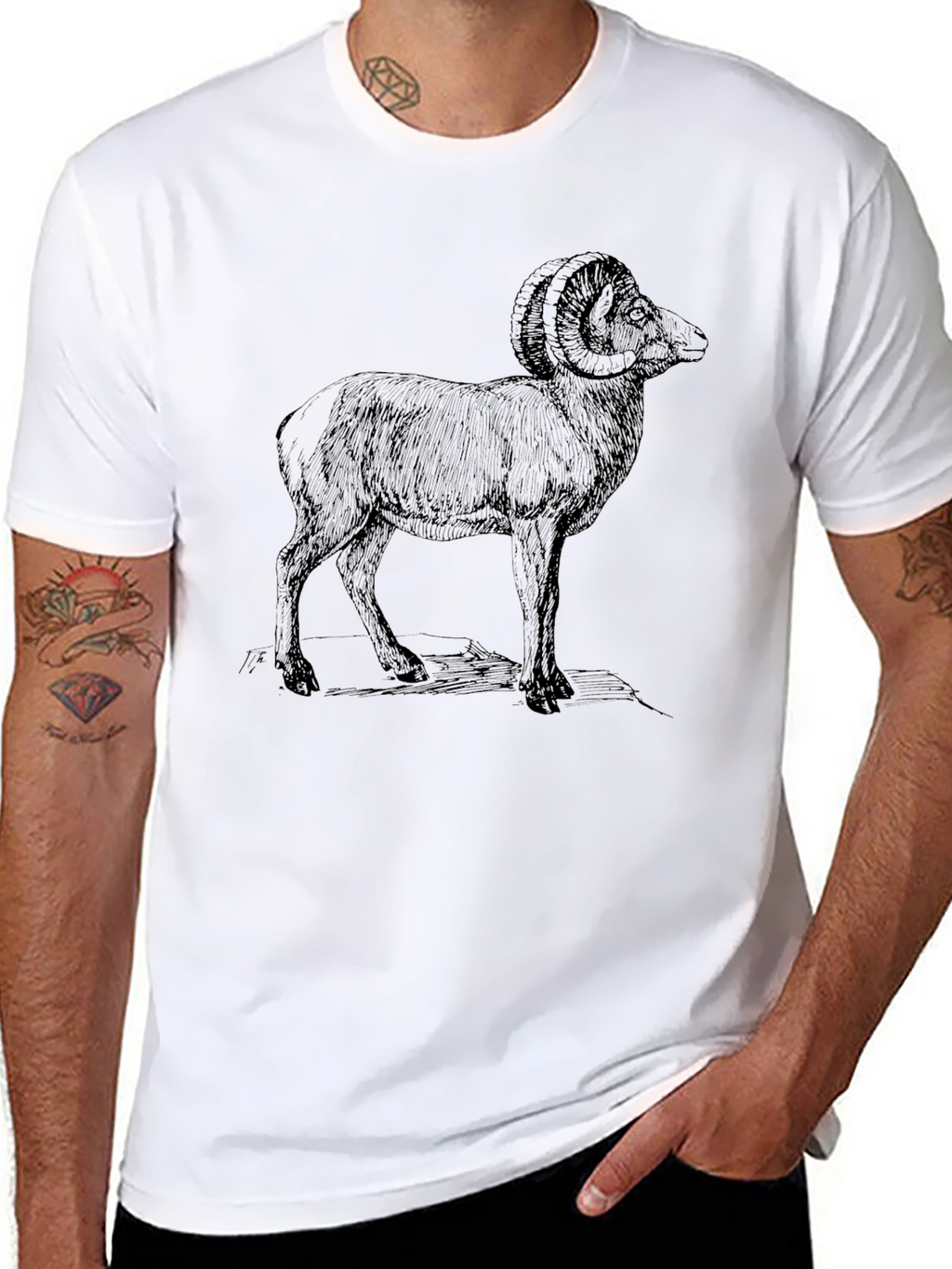 Ram Graphic Print Black T-Shirt