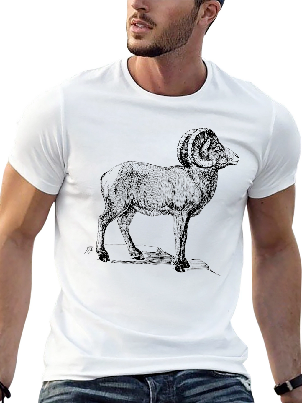 Ram Graphic Print Black T-Shirt