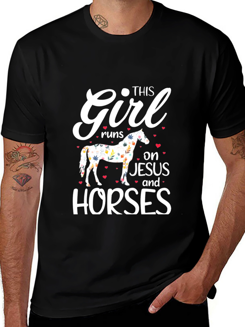 This Girl Runs On Jesus And Horses T-Shirt