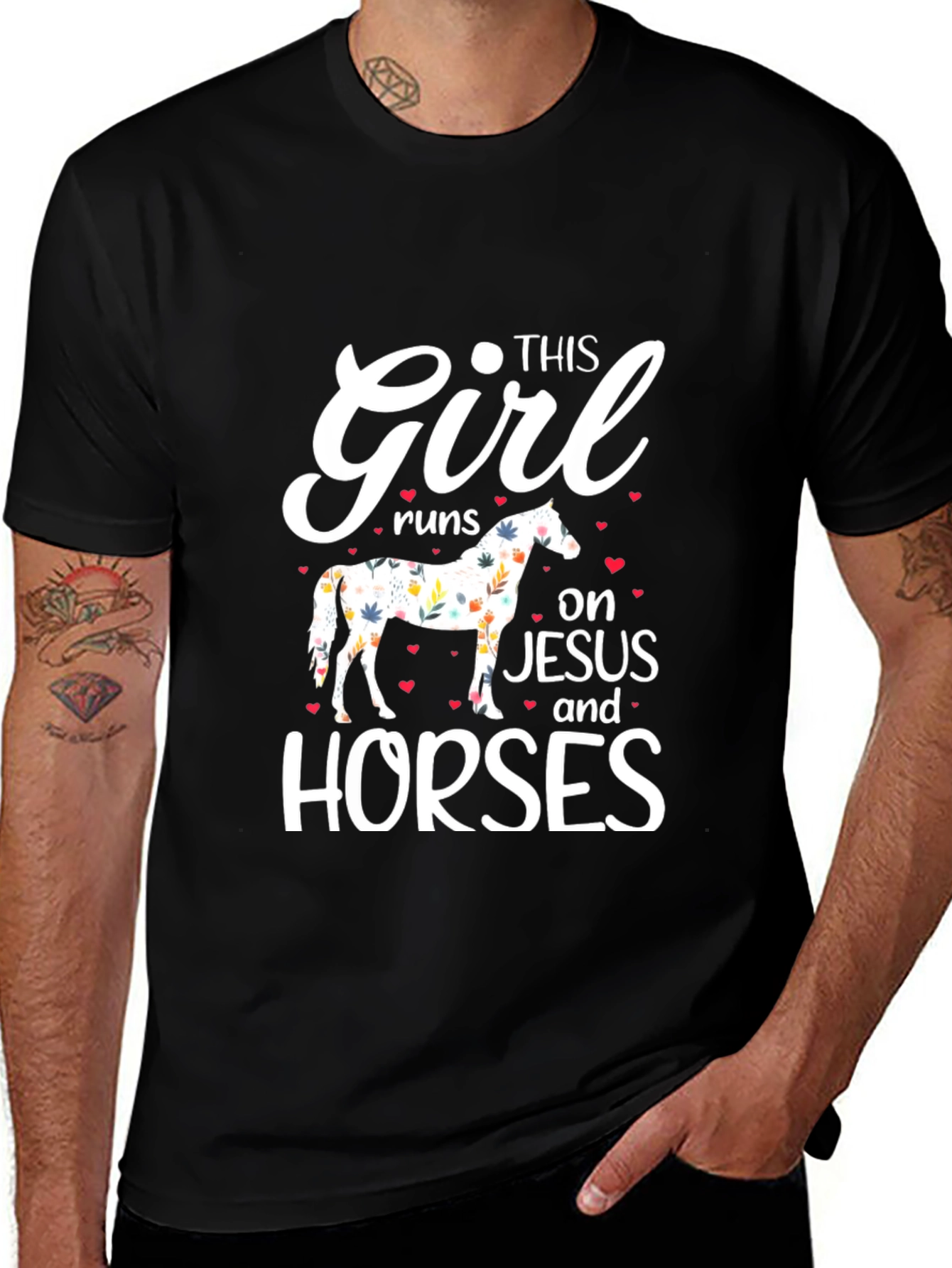 This Girl Runs On Jesus And Horses T-Shirt
