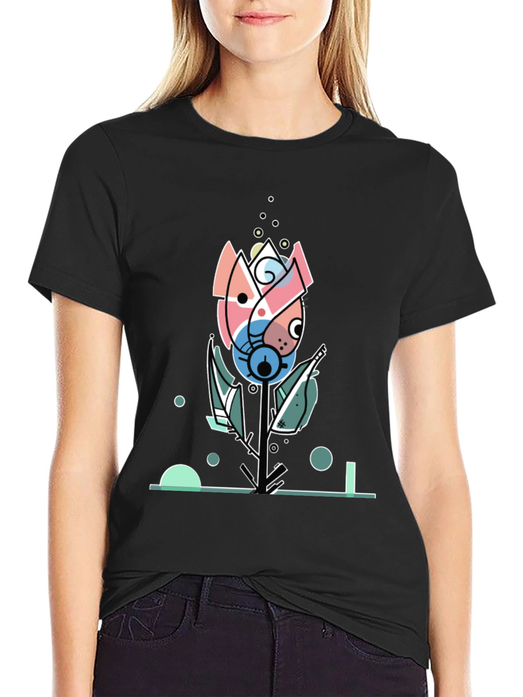 Abstract Floral Graphic Tee - Modern Art Shirt