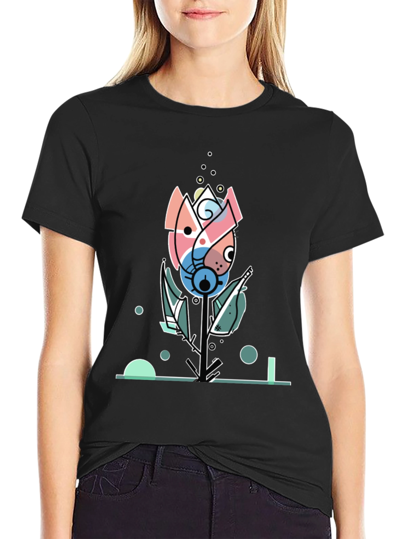 Abstract Floral Graphic Tee - Modern Art Shirt