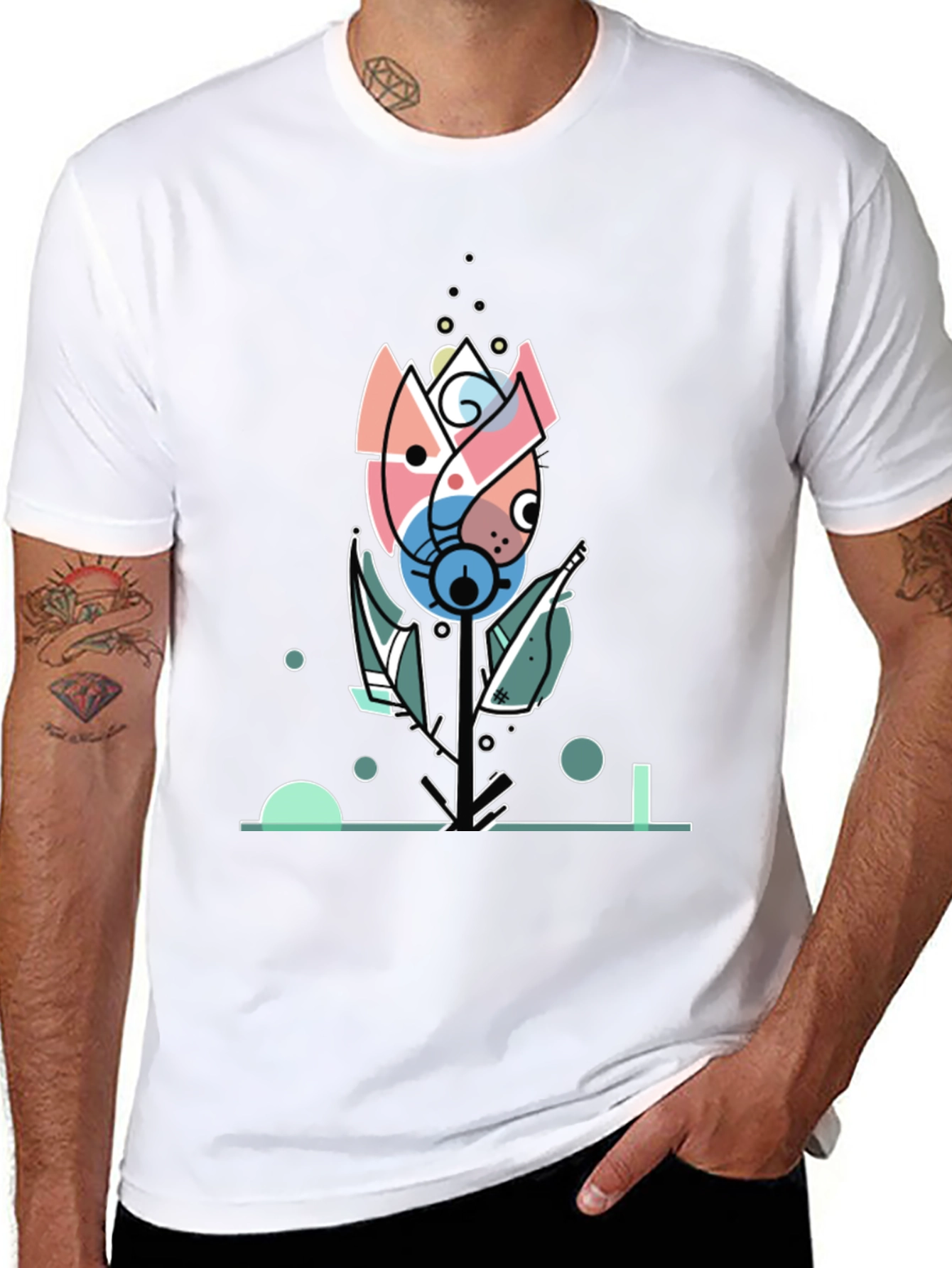Abstract Floral Graphic Tee - Modern Art Shirt
