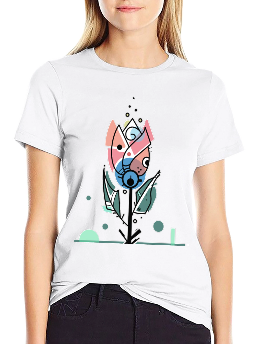 Abstract Floral Graphic Tee - Modern Art Shirt