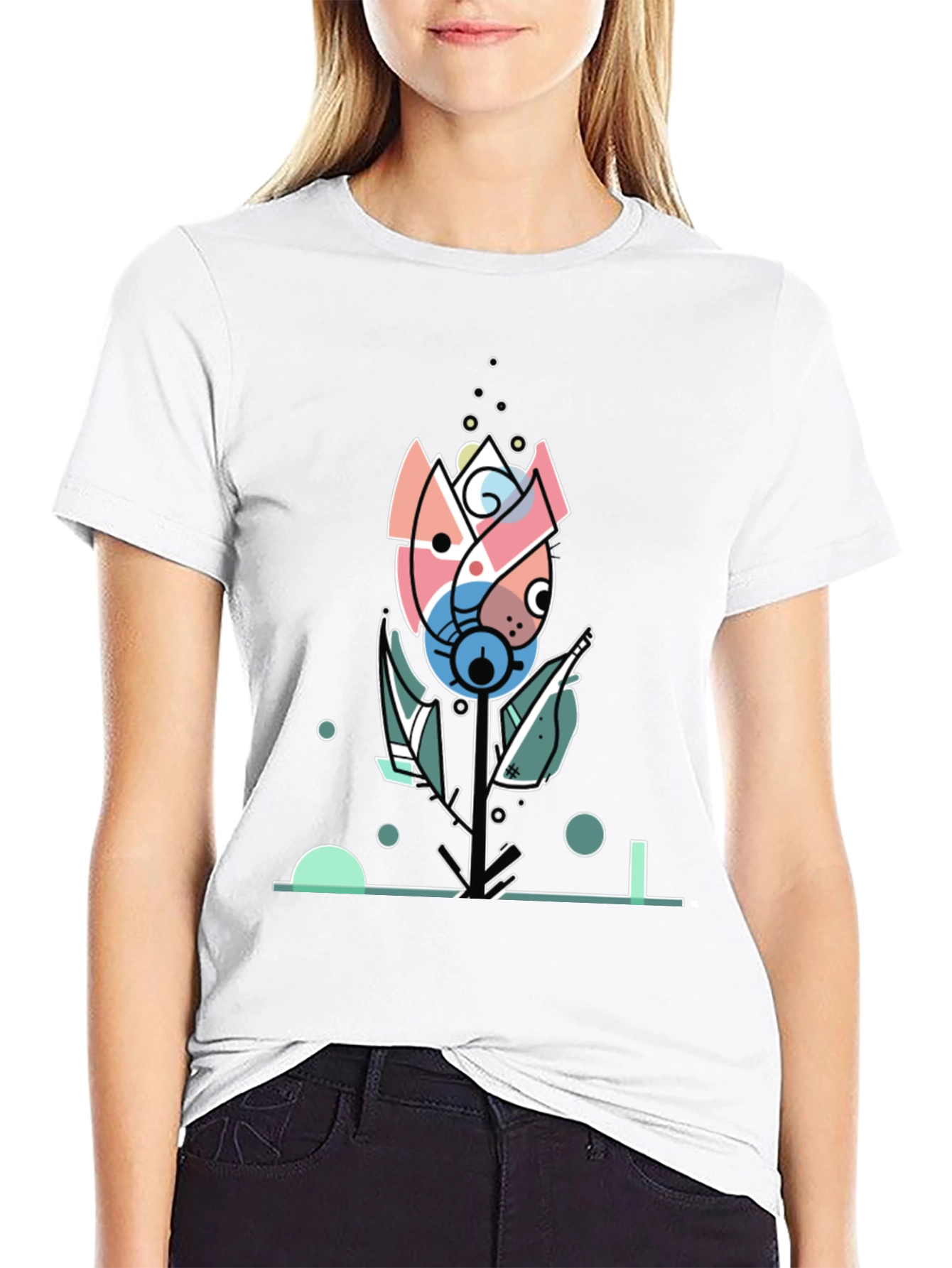 Abstract Floral Graphic Tee - Modern Art Shirt
