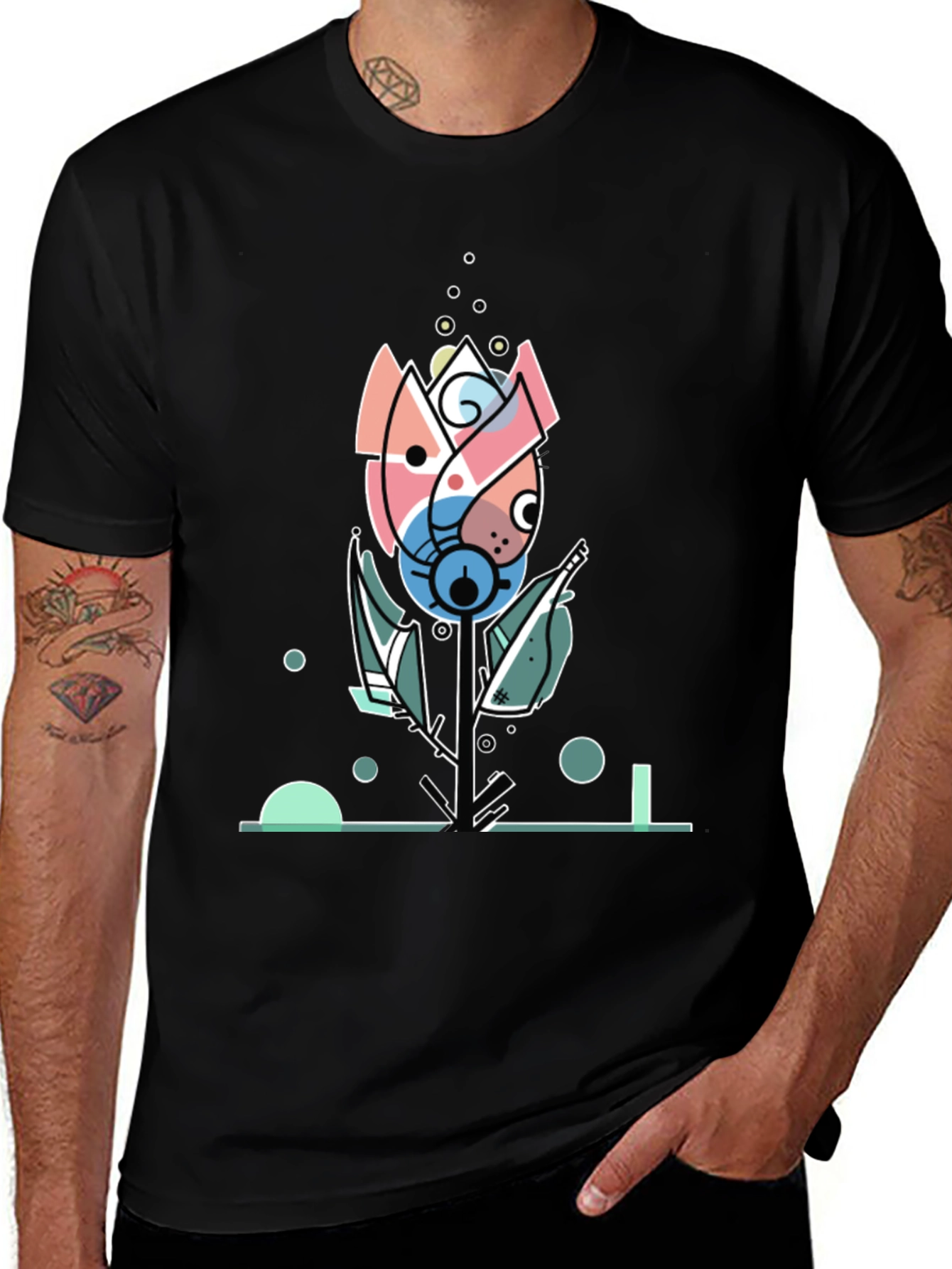 Abstract Floral Graphic Tee - Modern Art Shirt