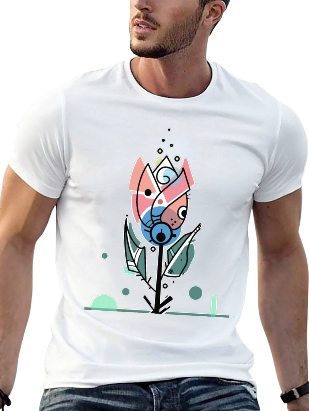 Abstract Floral Graphic Tee - Modern Art Shirt