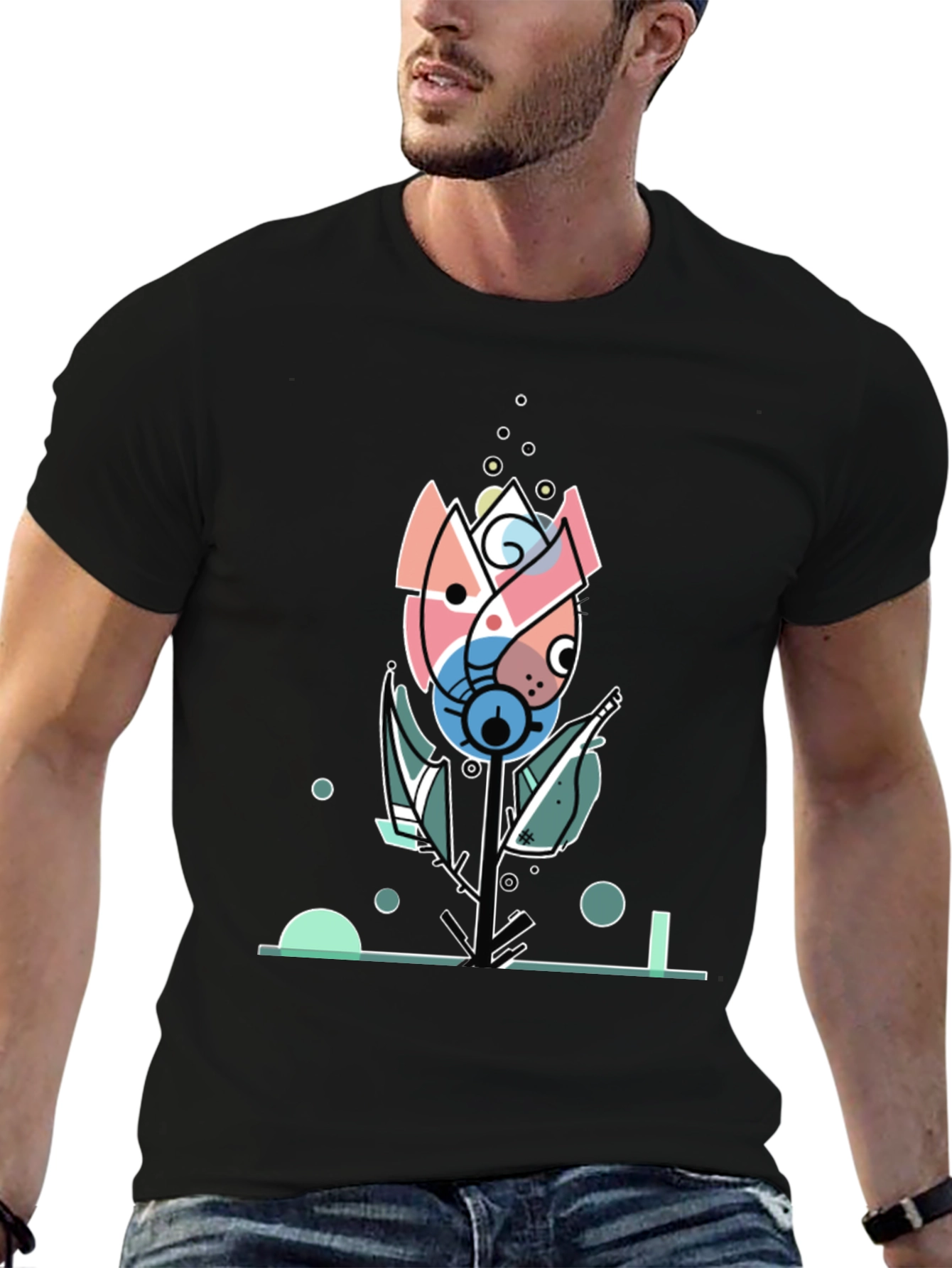 Abstract Floral Graphic Tee - Modern Art Shirt