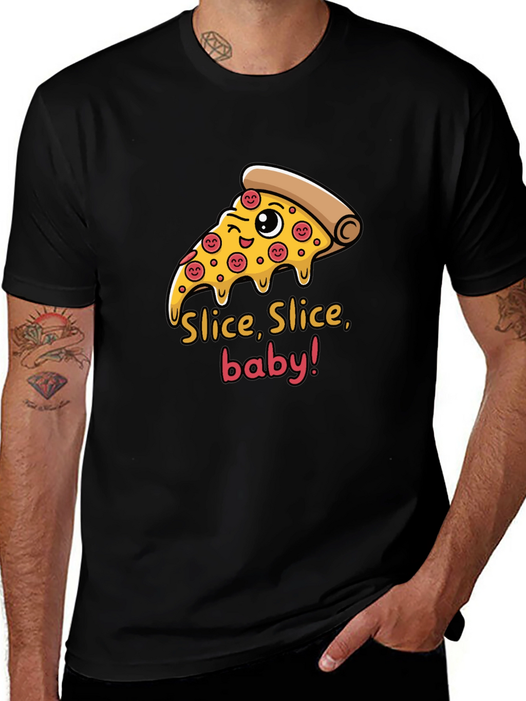Slice Slice Baby Funny Pizza Graphic T-Shirt