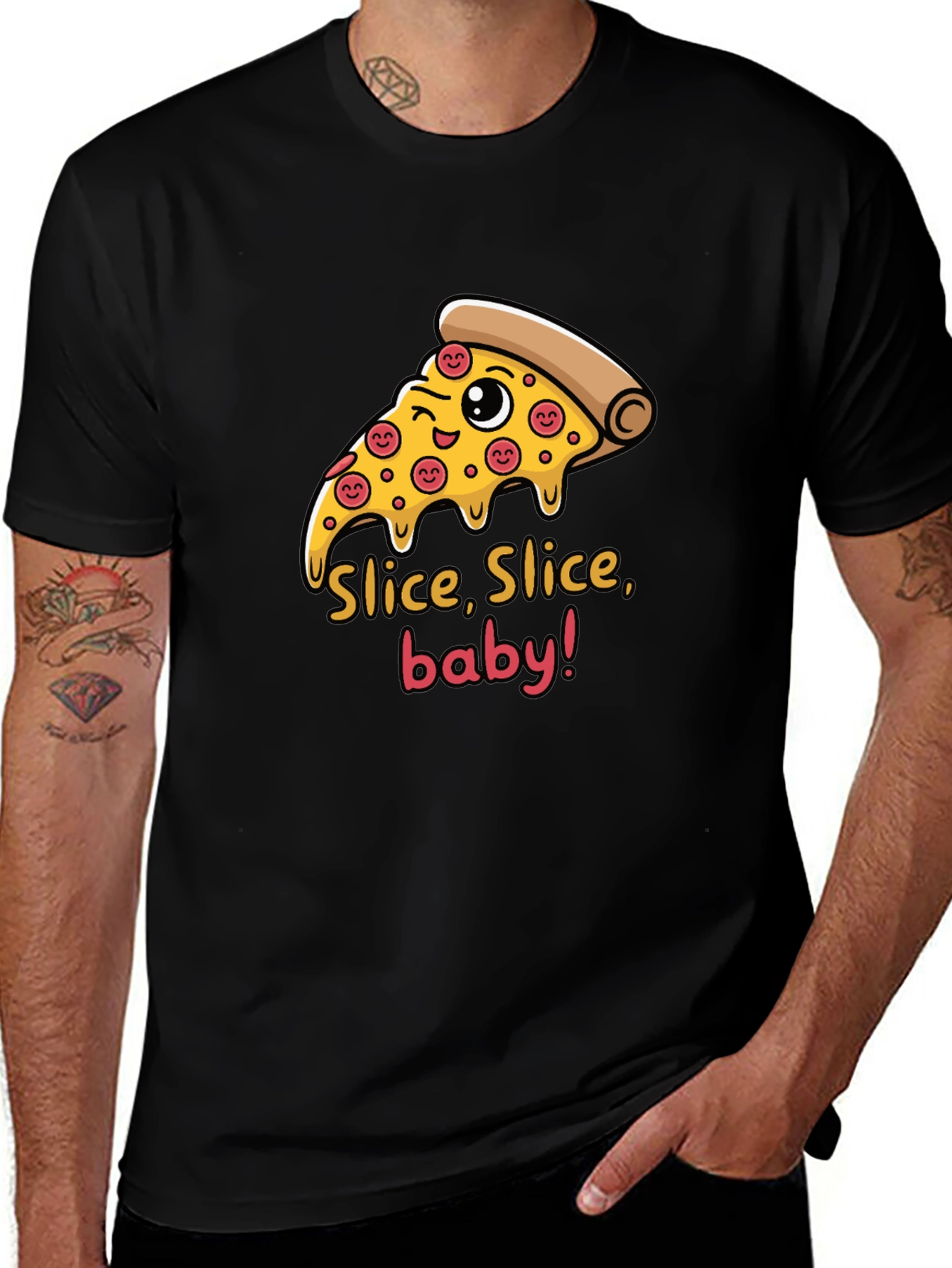 Slice Slice Baby Funny Pizza Graphic T-Shirt