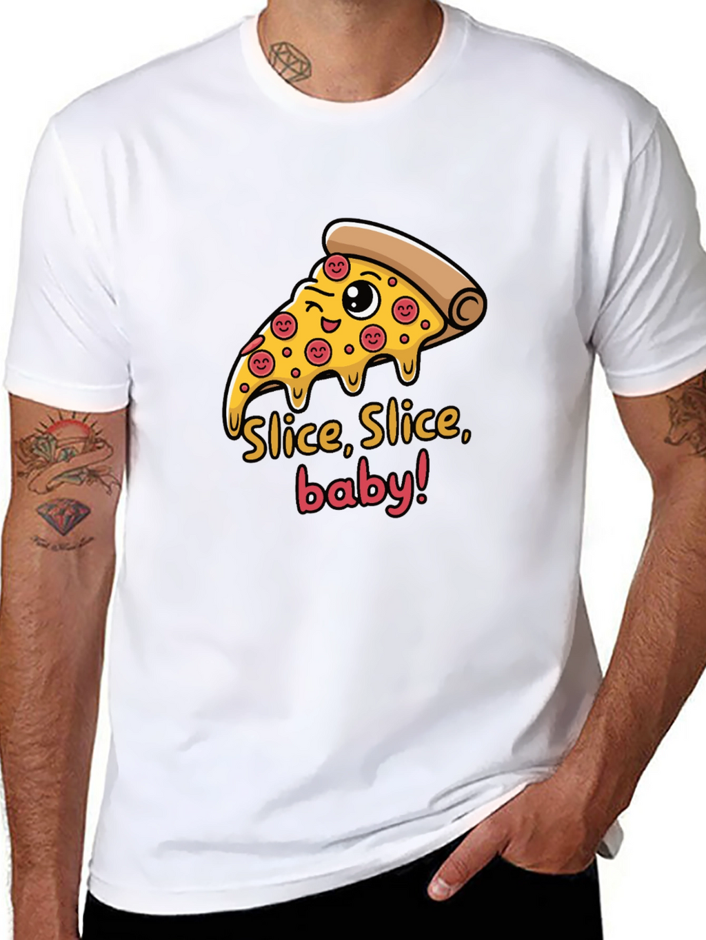 Slice Slice Baby Funny Pizza Graphic T-Shirt