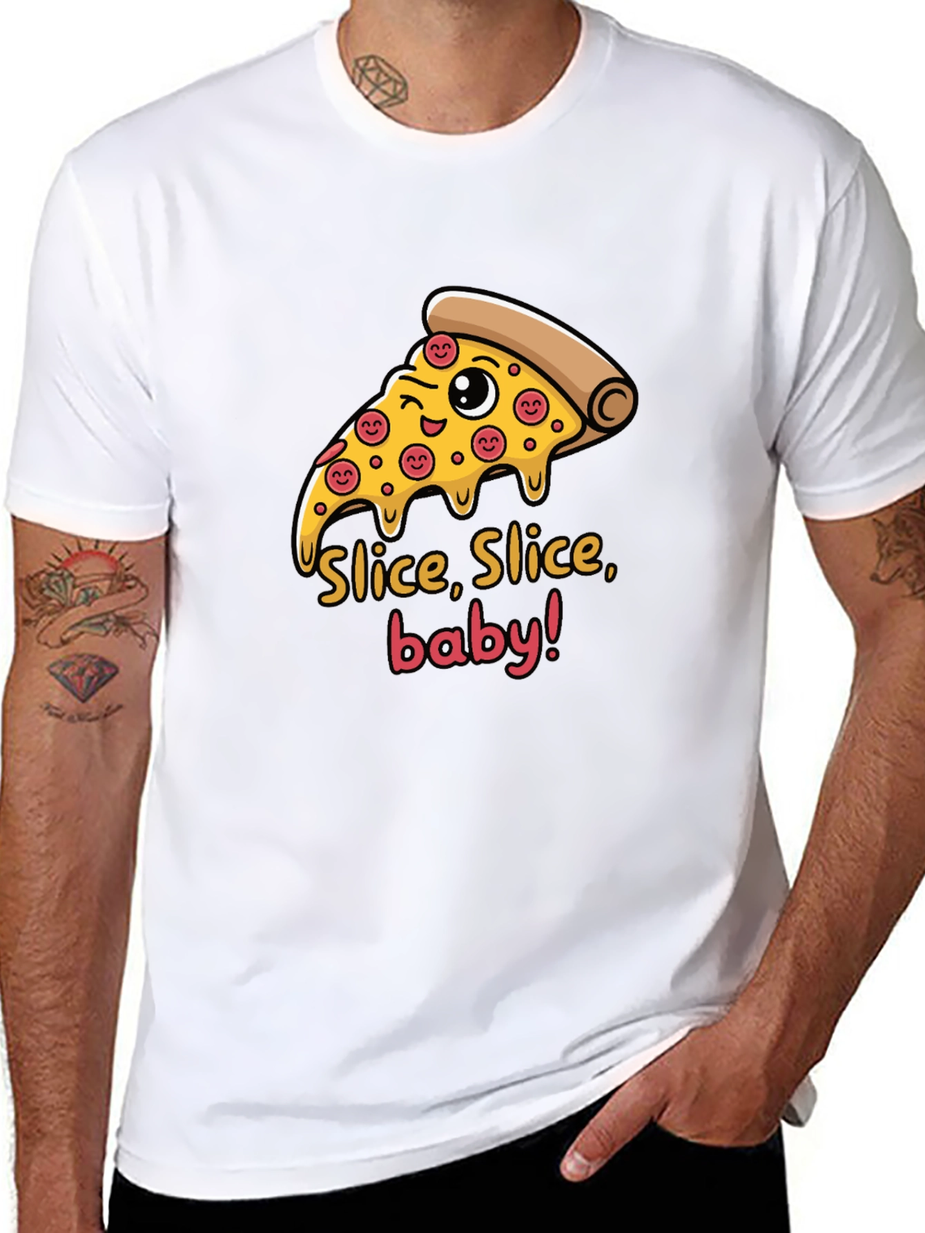 Slice Slice Baby Funny Pizza Graphic T-Shirt