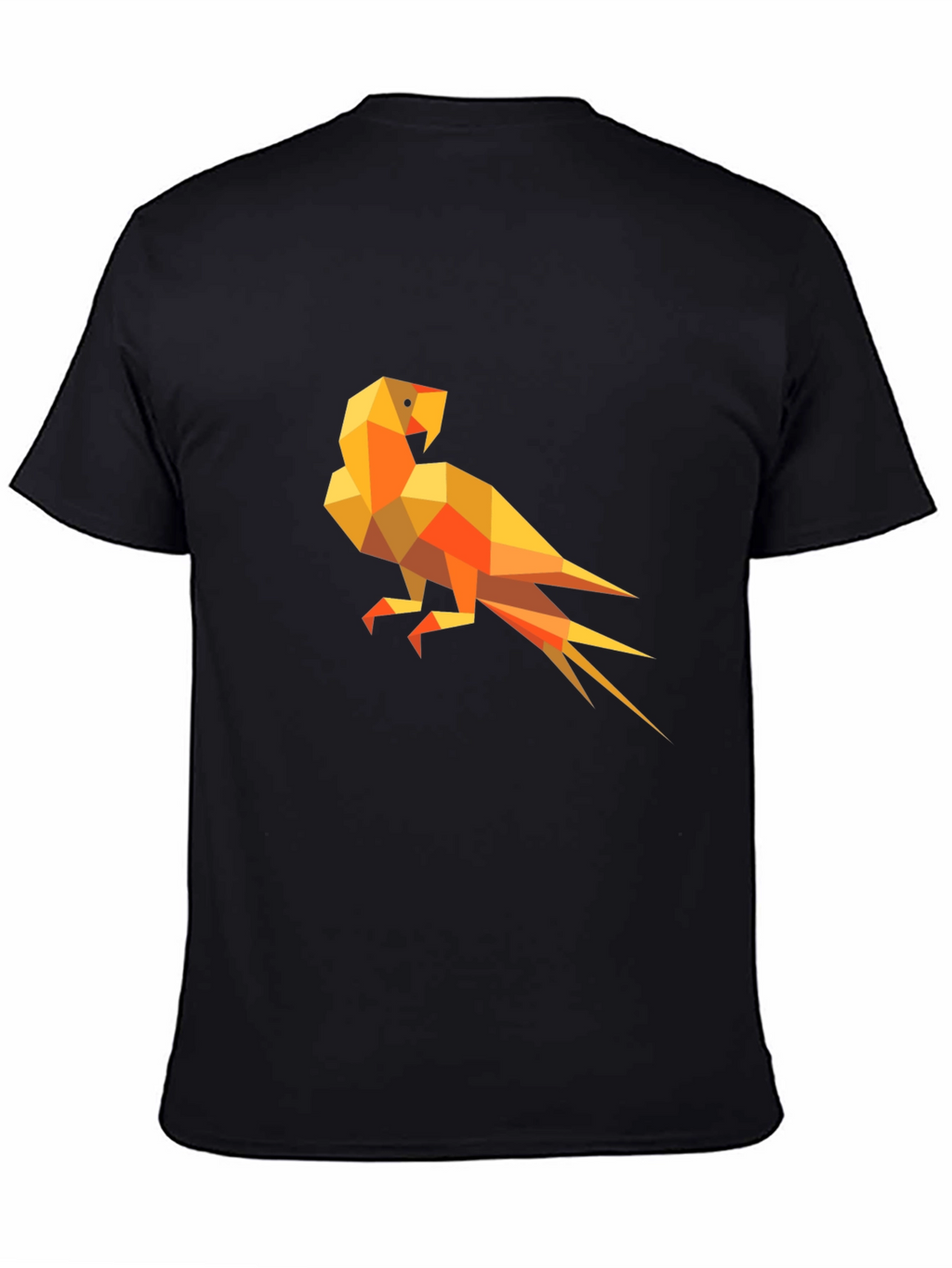 Geometric Parrot Graphic Tee - Modern Mens Black T-Shirt