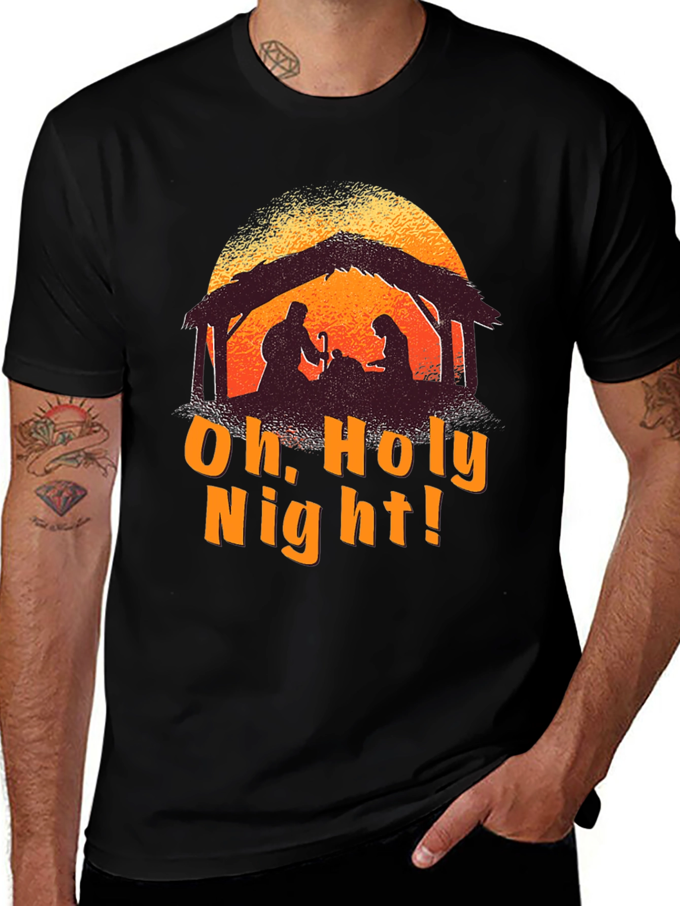 Oh Holy Night Nativity Silhouette T-Shirt
