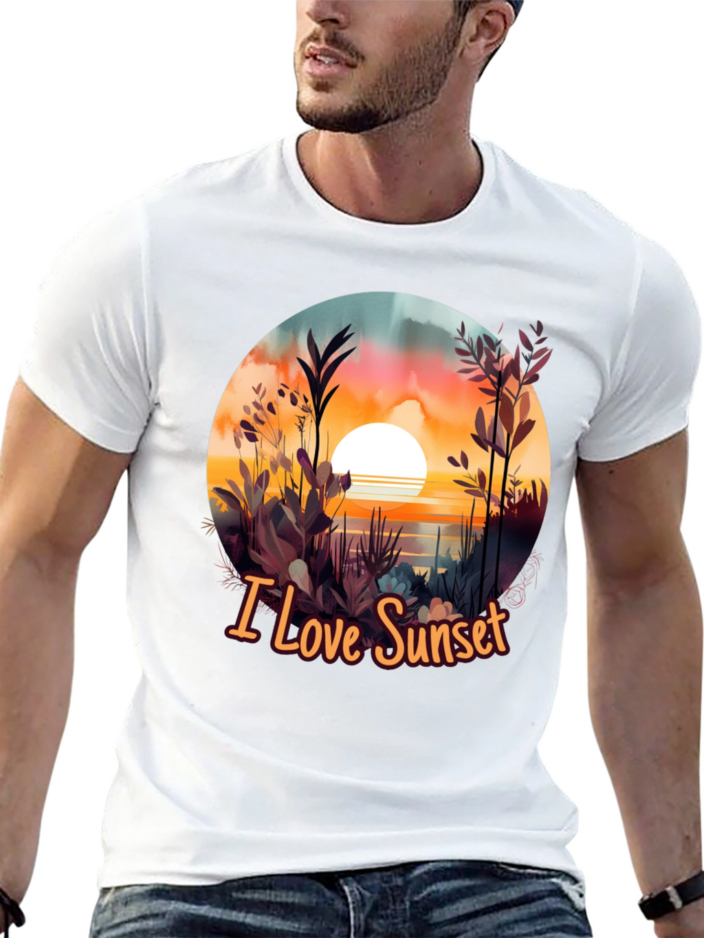 I Love Sunset Graphic Tee - Black