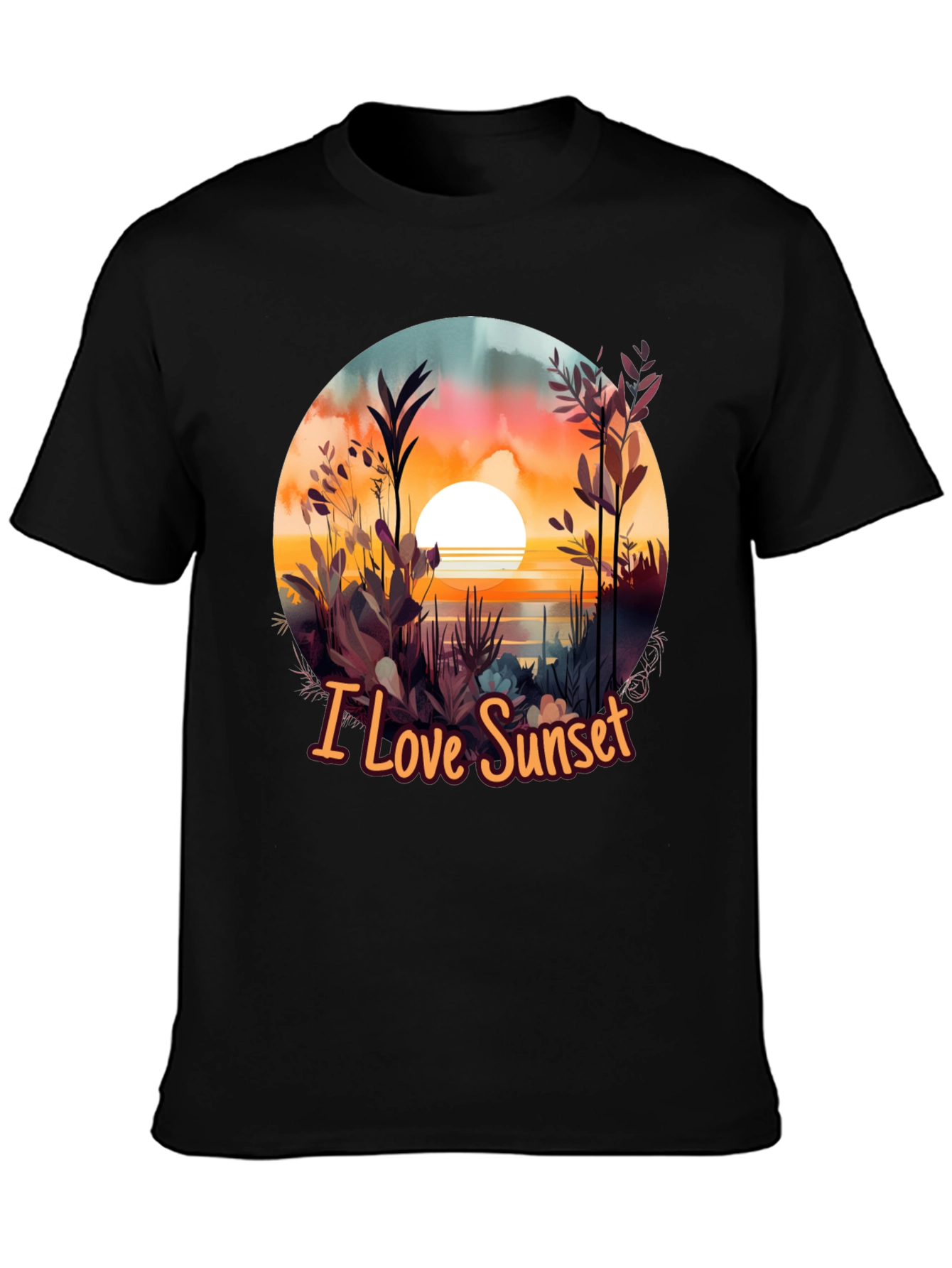 I Love Sunset Graphic Tee - Black