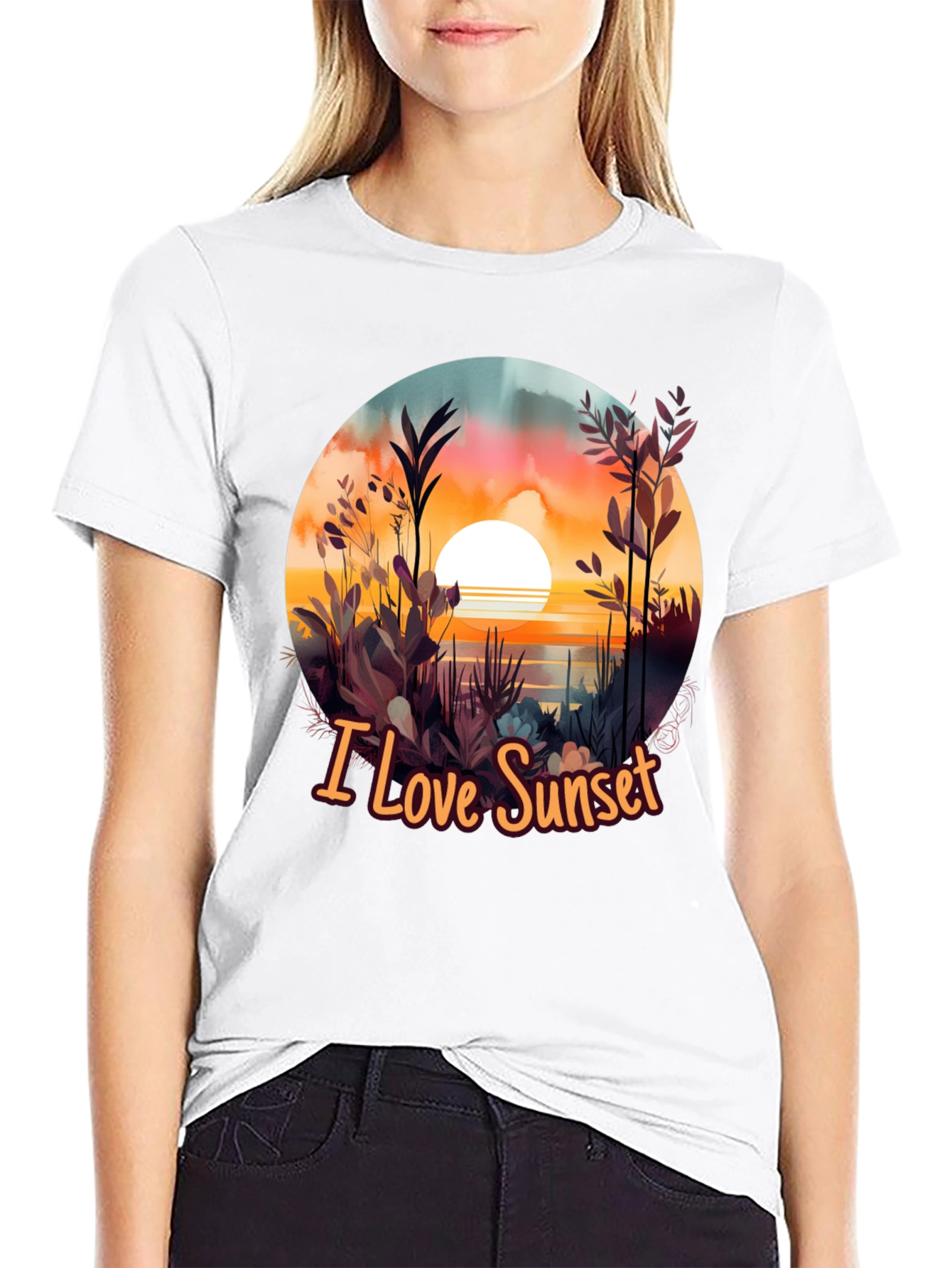 I Love Sunset Graphic Tee - Black