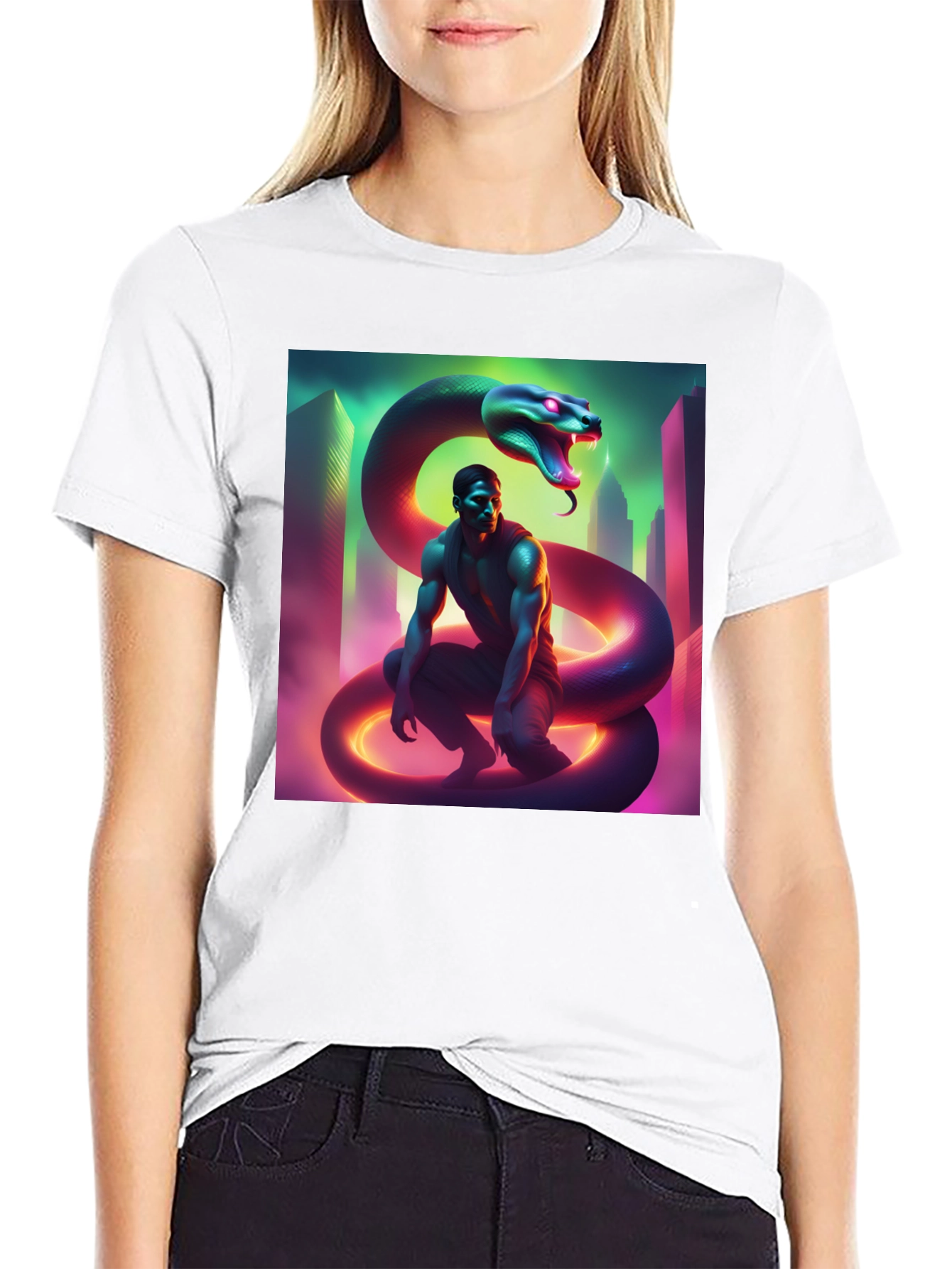 Neon Serpent Graphic T-Shirt