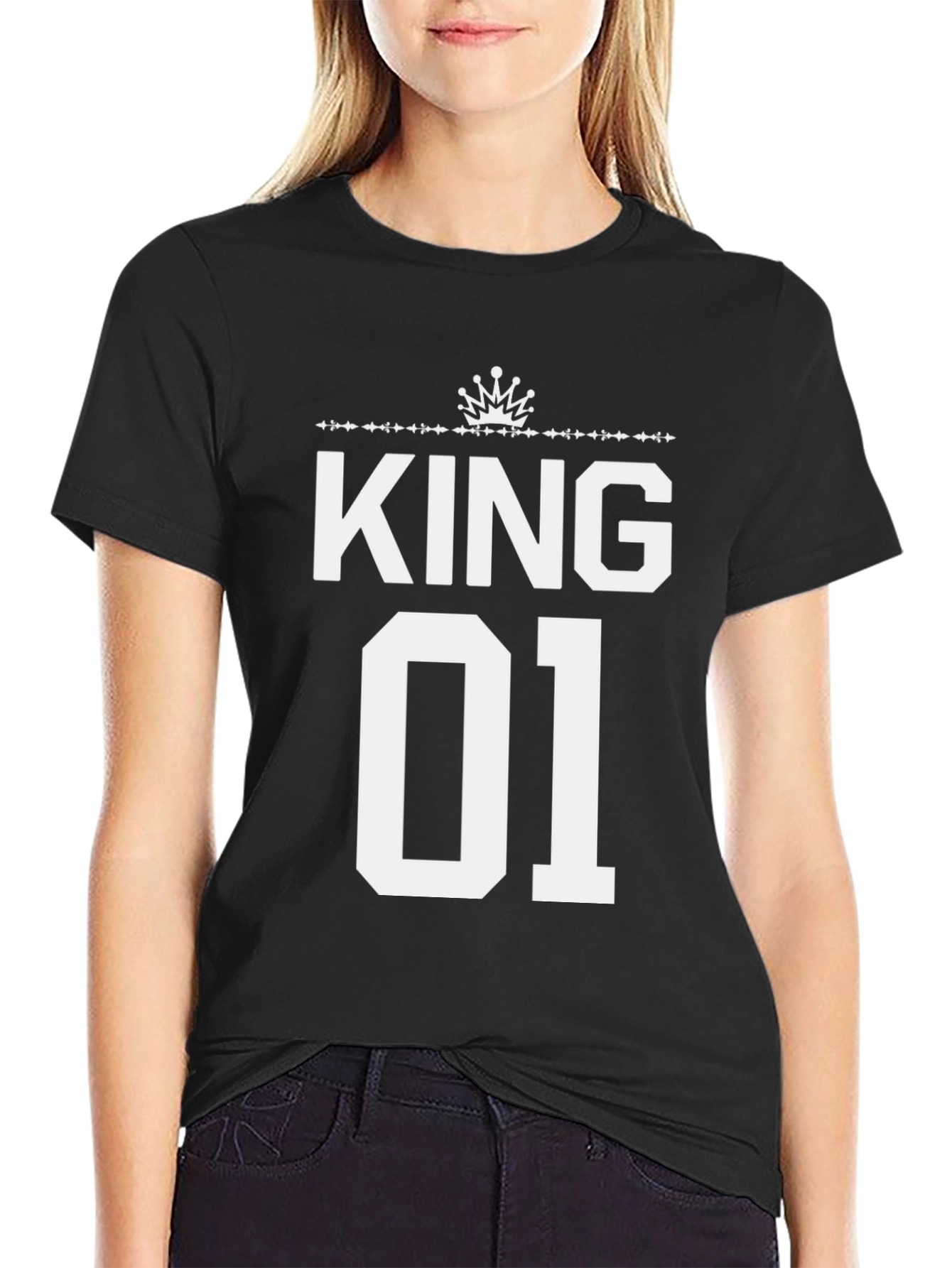 King 01 Black Crew Neck Graphic Tee
