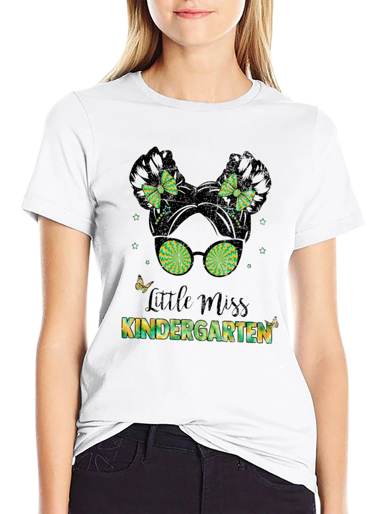 Little Miss Kindergarten Graphic Tee - Black