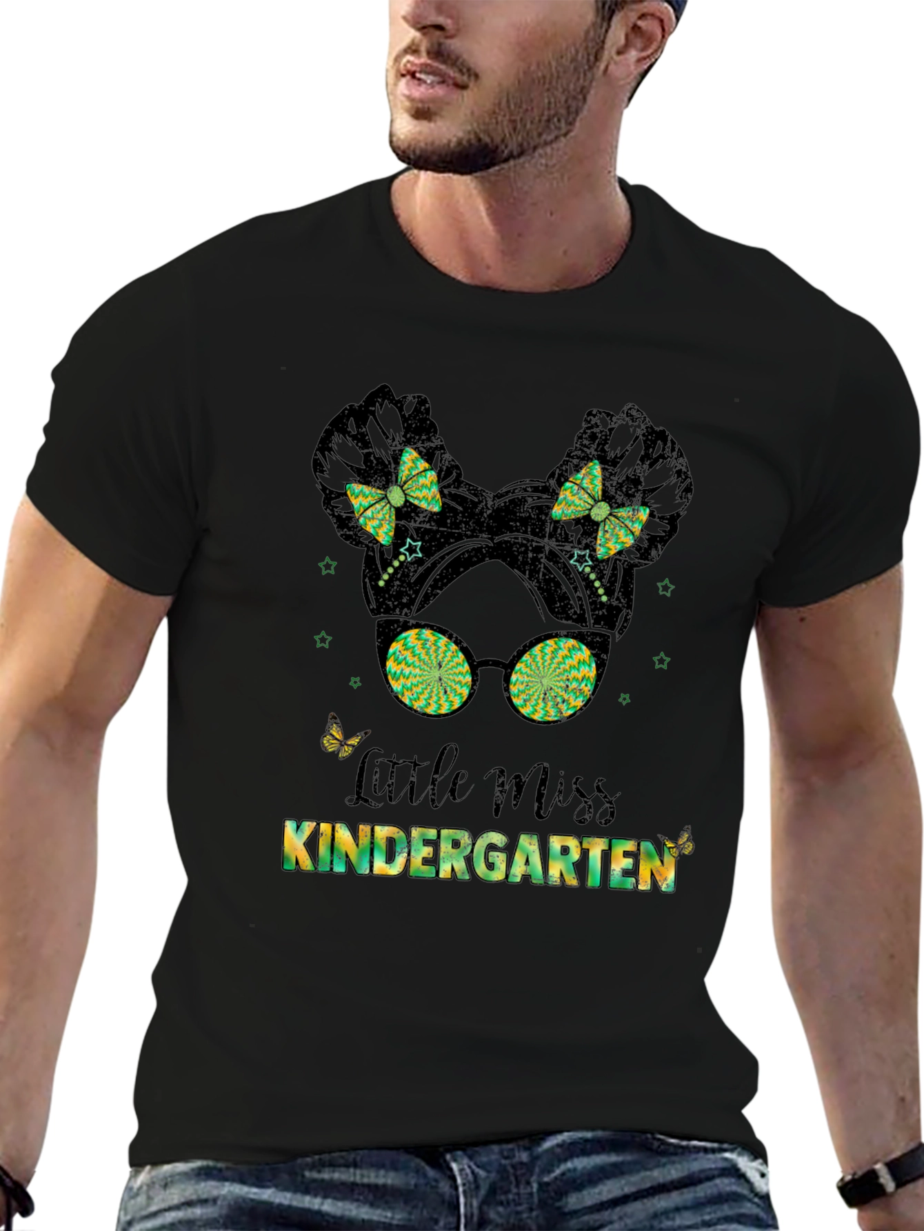 Little Miss Kindergarten Graphic Tee - Black