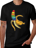 Rainbow Banana Graphic Tee - Unisex Black Shirt