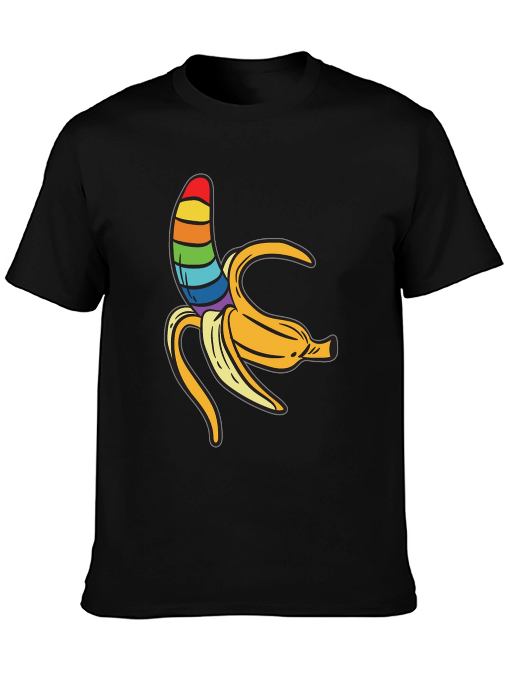 Rainbow Banana Graphic Tee - Unisex Black Shirt