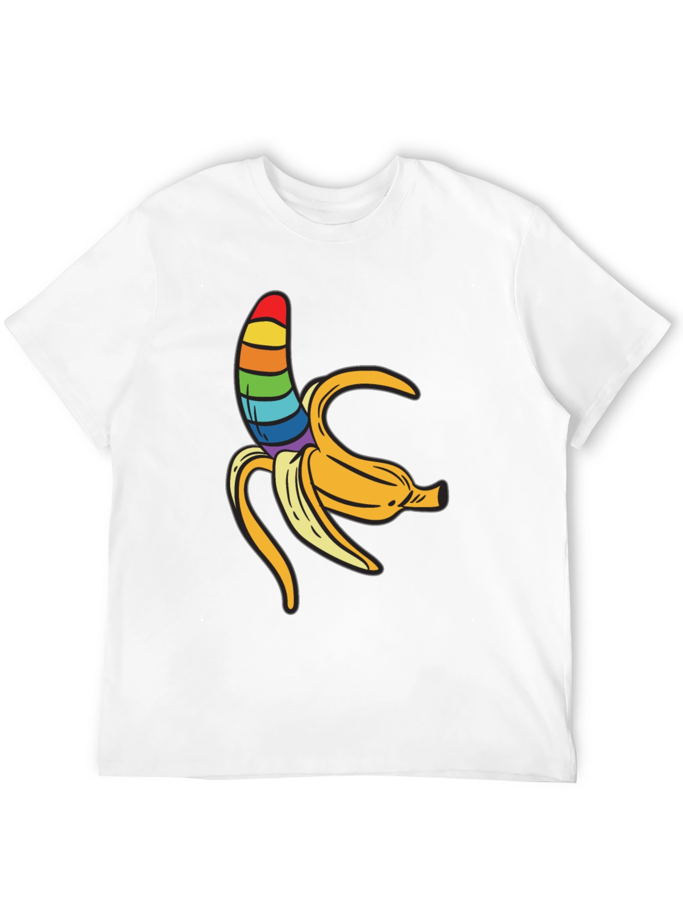 Rainbow Banana Graphic Tee - Unisex Black Shirt