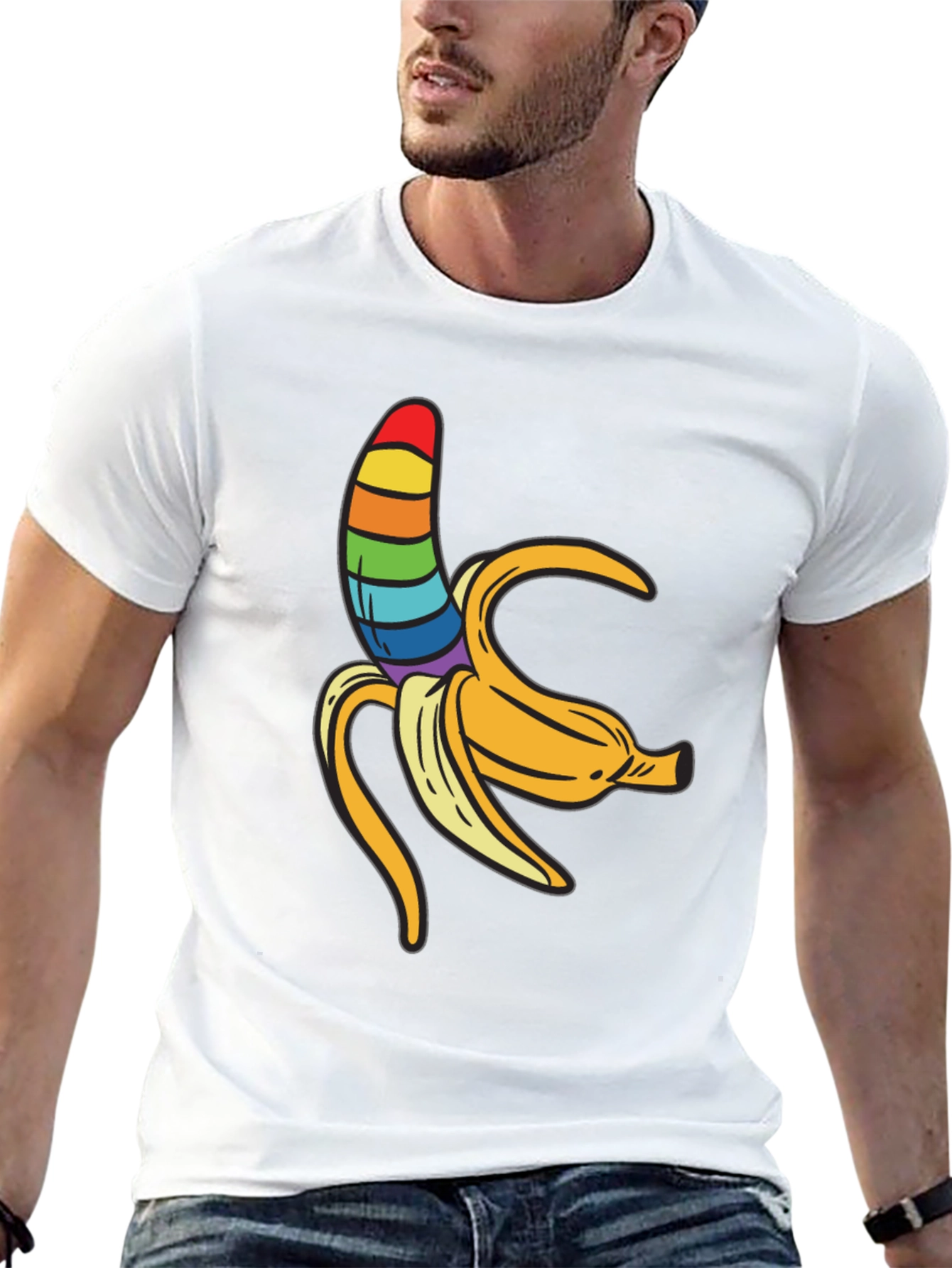 Rainbow Banana Graphic Tee - Unisex Black Shirt